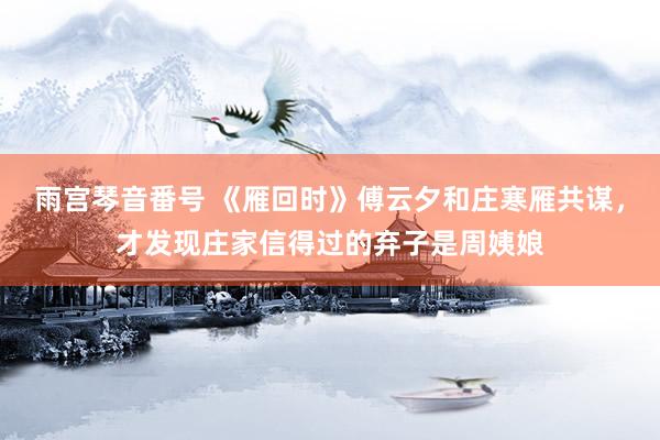 雨宫琴音番号 《雁回时》傅云夕和庄寒雁共谋，才发现庄家信得过的弃子是周姨娘