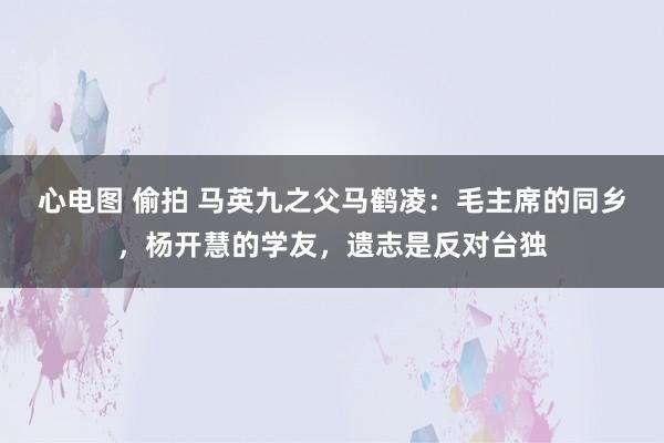 心电图 偷拍 马英九之父马鹤凌：毛主席的同乡，杨开慧的学友，遗志是反对台独