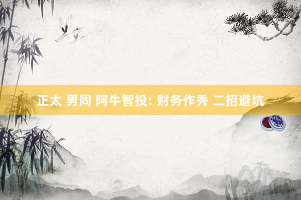 正太 男同 阿牛智投: 财务作秀 二招避坑