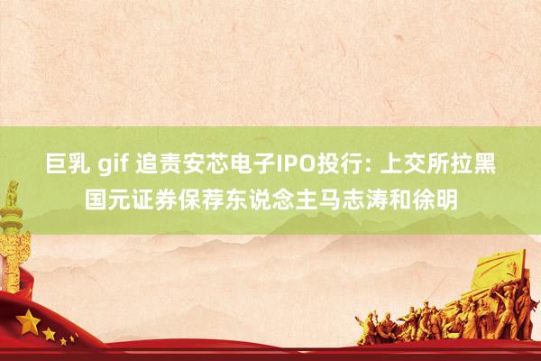 巨乳 gif 追责安芯电子IPO投行: 上交所拉黑国元证券保荐东说念主马志涛和徐明